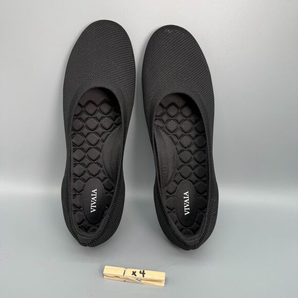 Vivaia Claire Round-Toe Ballet Flat Women's 13 Triple Black Knit Slip-On Comfort - Picture 11 of 11